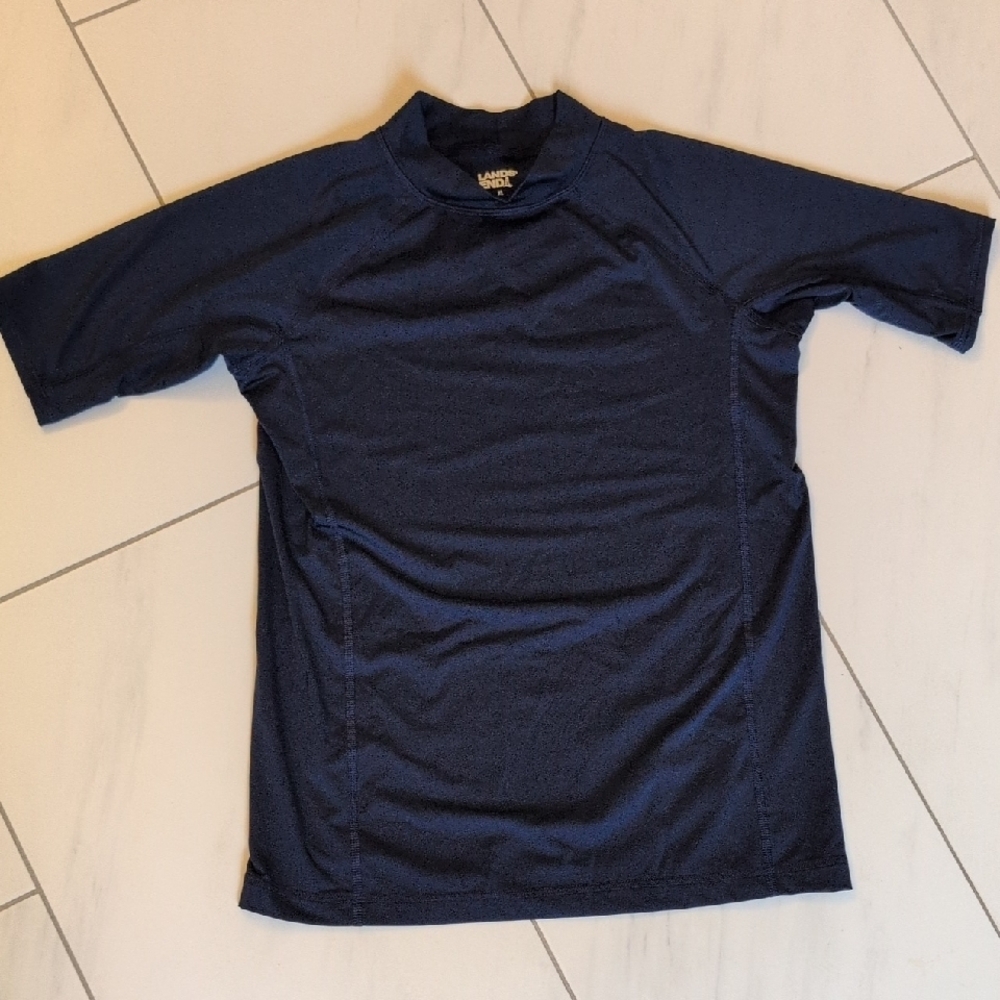 Lands' End Navy Blue Rash Guard Swim Shirt